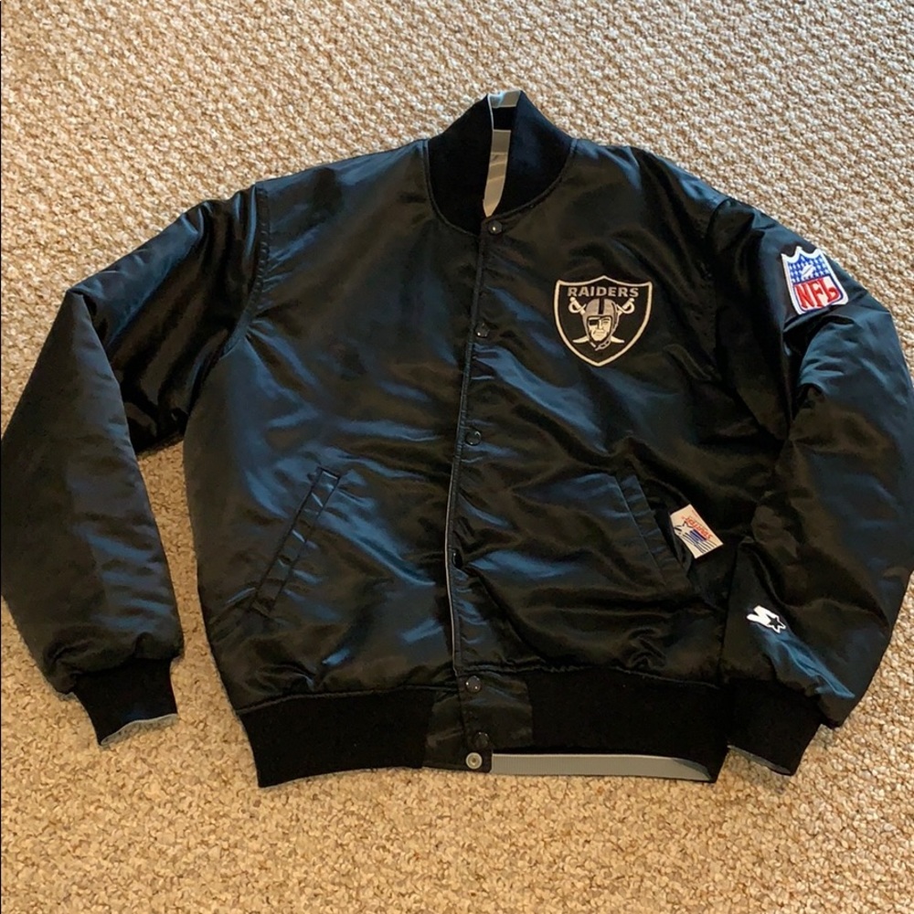 reversible Raiders NFL starter jacket black LARGE
